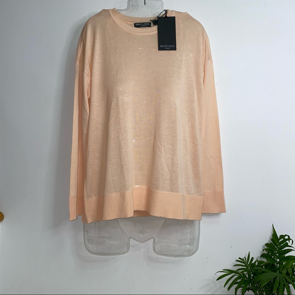 NEW Brave Soul London Dusty Peach Swoop Neck Pull over knit Sweater Size XS